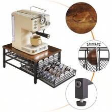 2Tier Coffee Pod Drawer Holder For  Capsule Pods Storage Organizer Compact Under Coffee Pot Storage Drawer Slim Home Kitchen Counter Organizer TCJ102H - RusticBrown - View 7