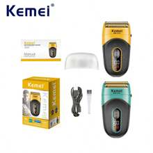 Kemei KM-T370 Professional Waterproof Men's Electric Shaver For Boyfriend's Gift Digital Display Screen Shaver Machine With Floating Blade Beard Trimmer USB Charging Reciprocating Razor 1pc