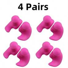 4 Pairs Reusable Silicone Ear Plugs, Soft, Waterproof, Comfortable - Suitable For Swimming, Beach Essentials, Beach Accessories, Pool Float - Multicolor - View 16