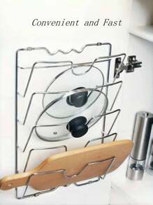 1 pièce Étagère de rangement murale de cuisine à 5 niveaux | Organisateur multifonctionnel pour couvercles de casseroles et planches à découper, installation par perçage, gain d'espace