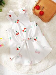 Dog Dress With 3D Digital Printed Kittens, Puppies And Cherries