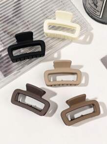 Set de 5 pinzas de pelo cuadradas huecas simples de color beige mate, accesorios para coleta, pinzas de pelo, pasadores de pelo, ganchos de pelo, sujetadores de pelo, recogedor de pelo para mujer, para vacaciones y atuendos de invierno