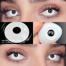 1 Pair Of Quadratic Colored Cosplay Contact Lenses, Anime Colored Lenses With Pink Pupils For Parties Halloween Costume Cosplay - Yearly Disposable - View 6