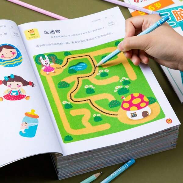 1 peça de livros para desenvolvimento do cérebro direito e esquerdo para crianças de 2 a 4 a 5 a 6 anos, pensamento lógico e atenção integral, livros de educação infantil, volta às aulas