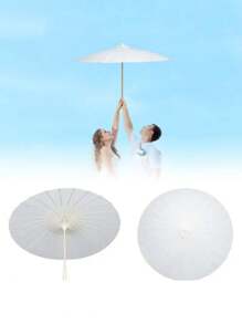 0pcs/Miniatu1re Paper Umbrella With Tropical Style, UV Protection, White Color And Durable. Suitable For DIY Handicrafts, Weddings, Parties, Photography Props And Plant Shading.