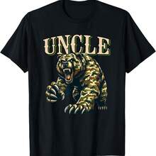 Uncle Father's Day Bear Costume Camo Matching Family Lover T-Shirt 100% Cotton - Black - View 1