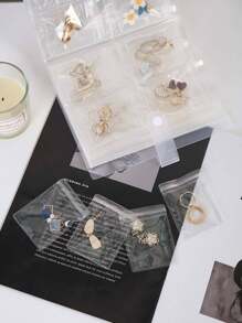 ‌Frosted Transparent Jewelry Organizer Book With 20 Sealed Anti-Tarnish Bags & 160 Grids - Dustproof Travel Storage For Rings/Earrings/Necklaces, Women's Compact Jewelry Gift Box (Portable & Visible Design) For Women Storage Organizer Travel Essentials Back To School Dormitory Storage
