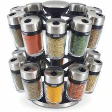 20 Glass Rotating Spice Rack, Spice And Herb Organiser/Storage, Glass Spice Jars With Labels, Herbs And Spices Included - 20 Jar - View 1