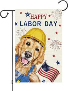 1pc Labor Day Women Patriotic Theme Outdoor Lawn Garden Flag Banner For Holiday Celebration - ‌Cute Dogs Celebrate Labor Day, Fireworks Shine Brightly - View 8