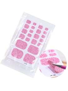 Un ensemble de 5 feuilles de 110 orteils (ou 1 feuille de 22 orteils) autocollants d'ongles d'orteils entièrement couverts, bandes de vernis à ongles d'orteils, fournitures pour ongles de style élégant et minimaliste avec style paillettes de couleurs unies. Peut rapidement et facilement compléter les autocollants pour ongles, autocollants pour ongles auto-adhésifs, convient aux femmes et aux filles.