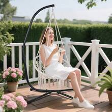 Aoodor Hammock C Stand Solid Steel Construction For Hanging Swing Chair Patio - as pic - View 2