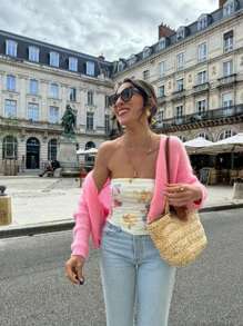 Women's Solid Color Versatile Open Front Long Sleeve Knit Cardigan Sweater