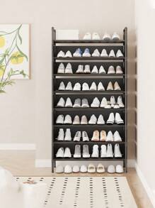 1pc Easy Assembling Dust-Proof Shoe Rack, Storage Rack, Space-Saving, Sturdy, Fashionable, Easy Disassembly, Portable, Suitable For Living Room, Bedroom, Entryway, Office, Home, Multi-Tier Storage, Holiday Gift, Christmas Gift, Children's Gift