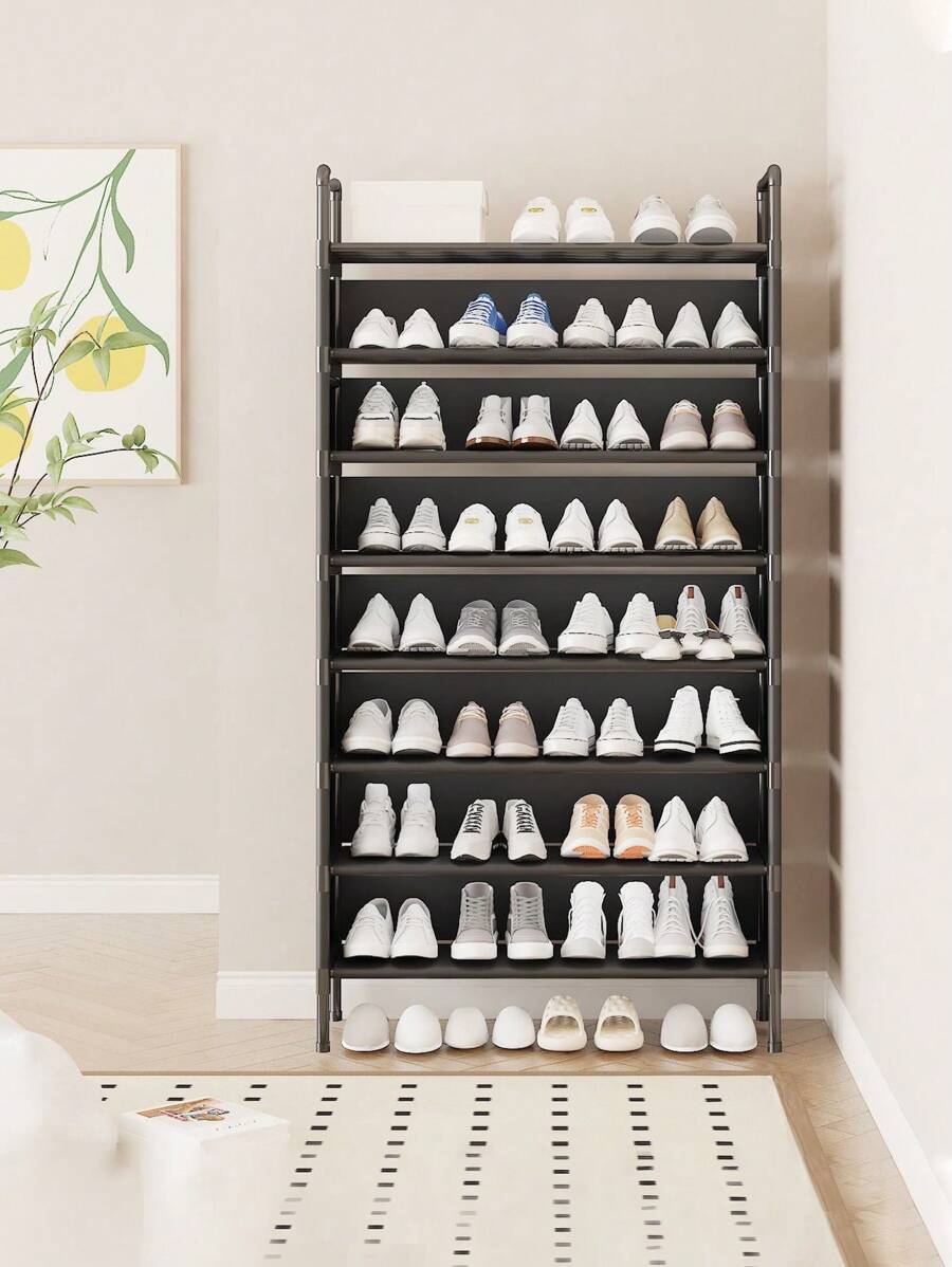 1pc Easy Assembling Dust-Proof Shoe Rack, Storage Rack, Space-Saving, Sturdy, Fashionable, Easy Disassembly, Portable, Suitable For Living Room, Bedroom, Entryway, Office, Home, Multi-Tier Storage, Holiday Gift, Christmas Gift, Children's Gift