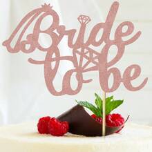 1 Pc Bride To Be Cake Topper With Glitter Diamond Bridal Shower Cake Pick Decorations For Wedding Engagement Theme Bachelorette Party Supplies - Multicolor - View 5