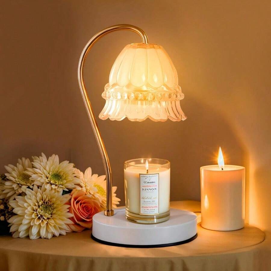 GEEZO Fragrance Candle Warmer Lamp,Electric Candle Warmer With Timer & Dimmer,Mom Christmas Birthday Gifts For Women, House Warming Gifts New Home Bedroom Decor - 銀色 - 查看 1