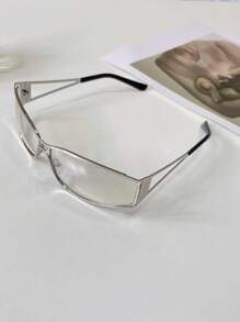 1 Stück Y2K Stil Metallbein mit Hohlelementen Spiegel, modische retrooptische Sportbrille, geeignet für Sommereise, Strand, Party und Valentinstag Geschenk für Sommerurlaub, Outdoor, Reisen