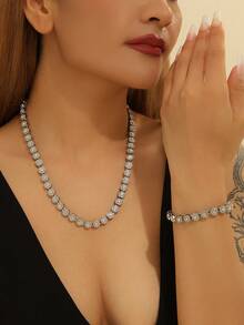 1 件欧美时尚男士圆形冰糖水钻项链，街舞说唱嘻哈时尚配饰，男女通用节日礼物