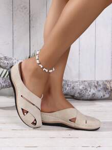 Women's Retro Summer Platform Wedge Sandals, Fashion Versatile Indoor Outdoor Casual Soft Sole Breathable Beige Beach Shoes