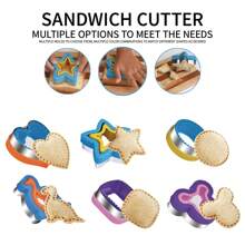 6pcs Bread Cutting Mold/Double-Layer Two Pieces Baking Tool Set/Creative Cartoon Biscuit Mold/Round Square Love Shape And Various Shape Molds/Sandwich Mold/Sandwich Bread Cutting Mold, Biscuit Cutting Knife Embossing/Biscuit Embossing Fruit Cutting Device