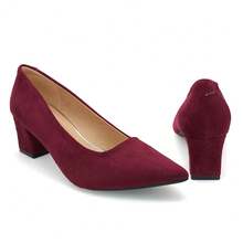 1 Pair  Plain  Workwear Style  Microfiber Leather  Plain / Plain Toe    Women Mid-Heeled Pump Shoes  Party  Office  Wedding  School  Holiday  Vacation  Outdoor  Home  All Seansons  Wide Width  All Day Wear  Cushioned Latex Insole - 酒紅色 - 查看 6