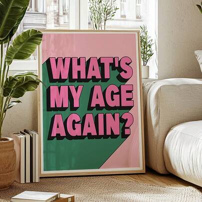 1幅“What's My Age Again”乐队歌词帆布墙画 - 现代家居及办公装饰画，无框海报，适用于客厅、卧室、浴室、演唱会主题装饰、走廊、时尚家居装饰