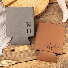 1 Stück personalisierter, gravierter PU-Leder Bierdosen/Flasche Halter, Geschenk für Trauzeugen & Hochzeitsgesellschaft, Geburtstags- & Einweihungsgeschenke für Männer, Väter