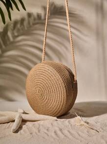 Tropiscape Bolso pequeño y minimalista de paja, Bolso pequeño redondo de paja trenzado, Bolso cruzado pequeño de paja trenzada,Bolso de verano de mujer (16 x 16 cm),Bolso cruzado pequeño redondo trenzado de paja, Bolso de círculo trenzado de moda, Bolso de verano para viajes, Bolso esencial de verano, Bolso de playa para mujeres para vacaciones y vacaciones, Vibraciones de vacaciones, Vacaciones Relax Playa