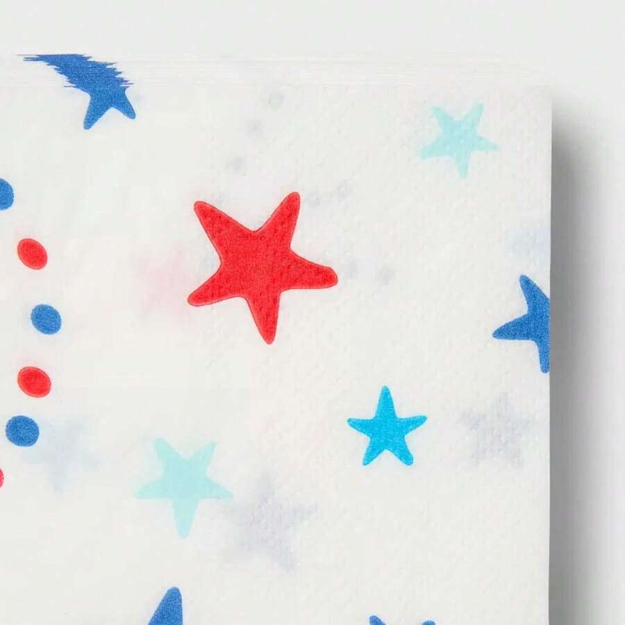 30ct Stars Disposable Napkins White Red Blue - Sun Squad ™ - 1 - View 1