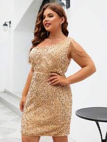 女式闪亮亮片拼接扭纹拉链派对连衣裙