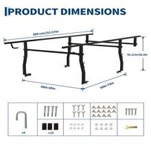 Truck Bed Ladder Rack, Non-Drilling, 1000 LBS Load Capacity, Fit Most Truck Bed Ranging From 49" To 65" Wide, Extendable Heavy Duty Steel Cargo Rack For Kayak, Surfboard, Lumber, Ladder - Black - View 2
