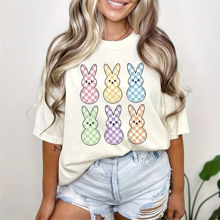 Camiseta y sudadera a cuadros en tonos pastel - Camiseta juvenil talla grande Gildan Gris - Blanco - Ver 1