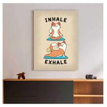 1pc Frameless Yoga Cartoon Cute Animal Rabbit Dog Elephant Art Posters Vintage Painting Printing Wall Arts Modern Minimalist Club Gym Living Room Bedroom Dormitory Wall Decoration Home Wall Decoration Aesthetics Daycare Children's Room Kawaii Pictutor ,Wall Art With Frame