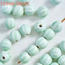 20Pcs Floral Glaze Watermelon Beads - Versatile Ceramic Charms For Diy Bracelets & Necklaces, Fashion Jewelry Crafting Accessories