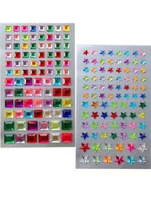Nayiben 12pcs Colored Rhinestone Stickers, Various Shapes Of Plastic-Made Diamond Stickers, 3d Stereo Beauty Stickers For Makeup, Decorating Hair, Face, Nails, Pendants, And Gifts - Multicolor - View 8