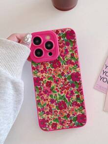 Funda de teléfono con estampado floral diminuto en rosa fucsia, funda de teléfono con estilo vintage de flores dispersas multicolor en rosa fucsia, funda de protección de lente, compatible con iPhone y Galaxy, compatible con iPhone 13, 15, 16 Pro Max, 16, 14, 15, 16 Plus, teléfonos Galaxy a prueba de agua, a prueba de golpes y resistente a arañazos - Multicolor - Ver 3