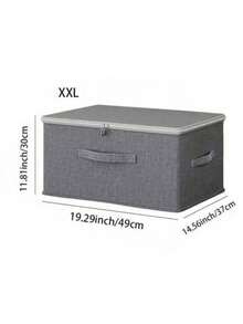 1pc Foldable & Washable Cation Solid Color Multi-Functional Storage Box With Cover For Clothes, Bedding, Dustproof & Waterproof Closet Organizer Decorations Decor Festival Decor Room Decor Home Decor Bed Room Decor Bedroom, Organizer, Home Storage, White T Shirt Women, Black Pants Women, Ladies Winter Clothes, Dress, - Grey - View 16