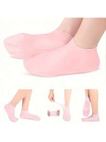 2 paires Ensemble de chaussettes et gants en silicone pour le rajeunissement des mains et des pieds. Gants et couvre-pieds pour favoriser l'absorption des lotions pour le corps