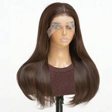 Brown 13x6 Synthetic Lace Front Wigs For Women 18 Inch Medium Long Wavy Curtain Bangs Glueless Kanekalon Hair Resistant Synthetic Hair Wigs Middle Part 150% Density Lace Wavy Wig Daily Wear Natural Hairline Glueless Wigs For Fashion Women Girls Party Vacation Show Makeup Use Wear