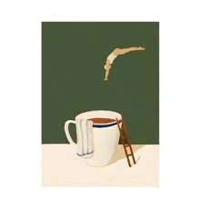 1 Pc Optional Frame Posters Wall Arts Coffee Diver Poster Coffee Canvas Painting Kitchen Gallery Print Wall Art Picture For Home Decoration Coffee Lover Gift ,Wall Art With Frame Kitchen Decor