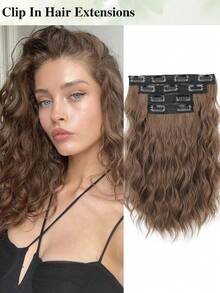 4PCS 12 Inch Clip In Hair Extensions, Invisible Lace Weft,Synthetic Natural Soft Hair Extensions,Suitable For Women And Girls For Daily Or Party Use. - Multicolor - View 19