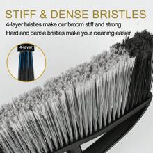 Outdoor Besen, 15,7 Zoll breiter Besen, Profi-Besen mit langem Stiel, Winkelbesen mit steifen Borsten, Kehrgarnitur für Hof, Garten, Garage (Schwarz)