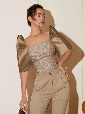 Amyenjoylife 女士现代优雅菲律宾风休闲短袖衬衫