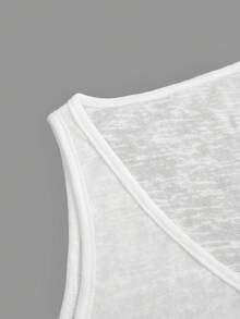 Áo tank top không tay màu trơn, kiểu dáng thường ngày dành cho nữ, màu trắng mùa hè. - trắng - Xem 4