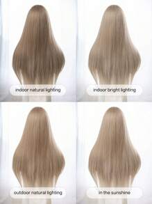 Forehead Lace 4*1, 1 Piece Synthetic Heat Resistant Straight Hair Without Bangs Blonde 28 Inch Full Weave Everyday Natural Realistic Wig