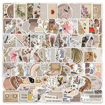 120 Pcs Scrapbooking Stickers, Decorative Aesthetic Book Stickers, Vintage Stickers, Adhesive Sticker For DIY Journal Scrapbooking Album DIY Craft Notebook Decoration,School Supplies,Back To School
