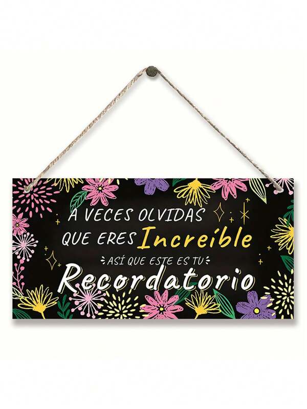 1pc Wooden Wall Hanging Decor Sign, Colorful Floral Design With Inspirational Spanish Quote - Perfect For Living Room, Bedroom, Kitchen & Garden Decor, Ideal Gift For Housewarming, Holidays & Home Decor Lovers, Home Decor Accessory