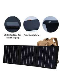 Foldable Solar Panel Charger, Multi-Functional For Outdoor Travel & Camping, Suitable For Charging Mobile Phones And Laptops, Portable Solar Charging Panel - Black - View 13