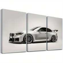 3 Stücke Set gerahmte Pop-Art Autoplakat, Sport Auto Leinwand Wandbild, Poster für Jungs Zimmer, Geschenk für Autoliebhaber, Garage Raumaesthetik, Supersportwagen dekorative Kunst, Heimdekoration, Poster, ideales Geschenk, mit Rahmen - Verschiedenfarbig - Übersicht 1