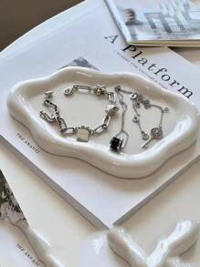 Ceramic Jewelry Tray, Decorative Cloud Vanity Key Tray For Women, Ring Holder Dish, Cute Jewelry Dish For Aesthetic Decor, White, Medium